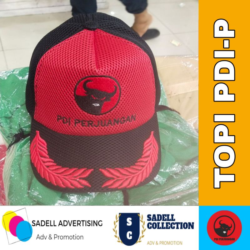 Topi Partai PDI-Perjuangan Merah Hitam Terbaru