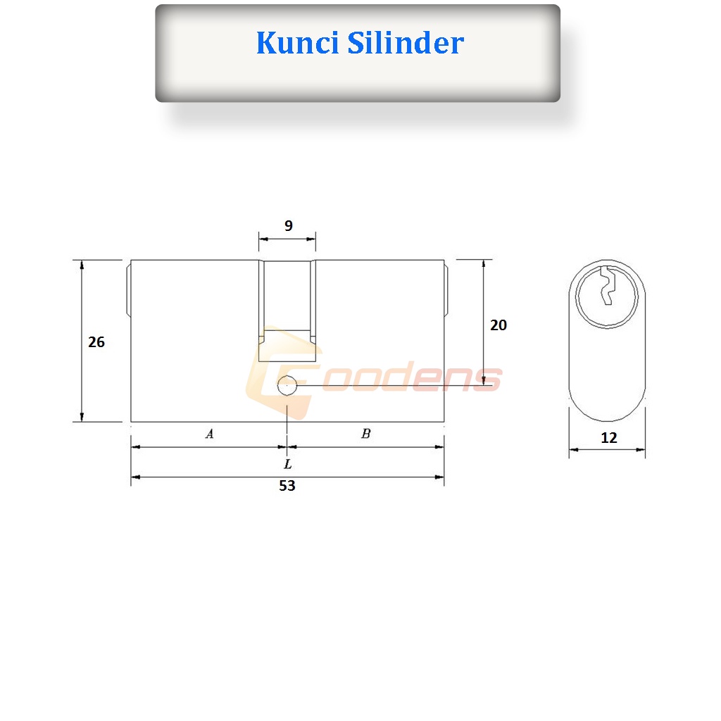 Kunci Silinder Oval kunci pintu Aluminium