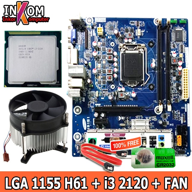 Motherboard Mainboard Mobo Samsung Intel LGA 1155 H61 OEM + Core i3 2120