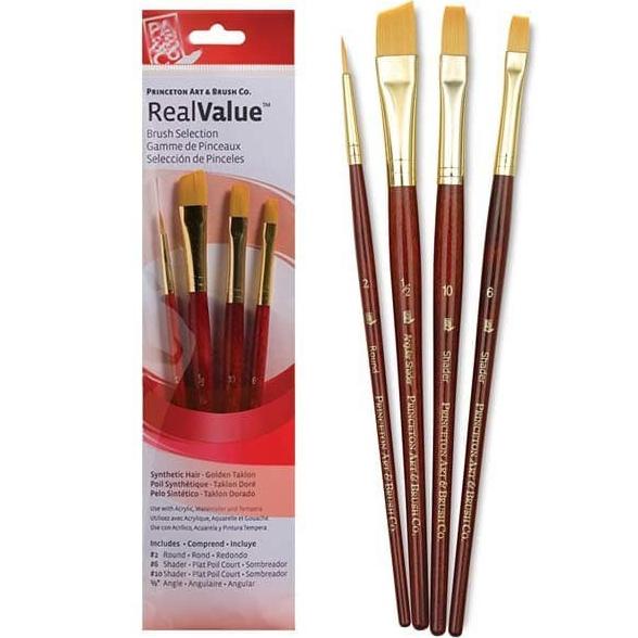 

Princeton Real Value No. 9123 - Synthetic-Golden Taklon Set of 4 brush