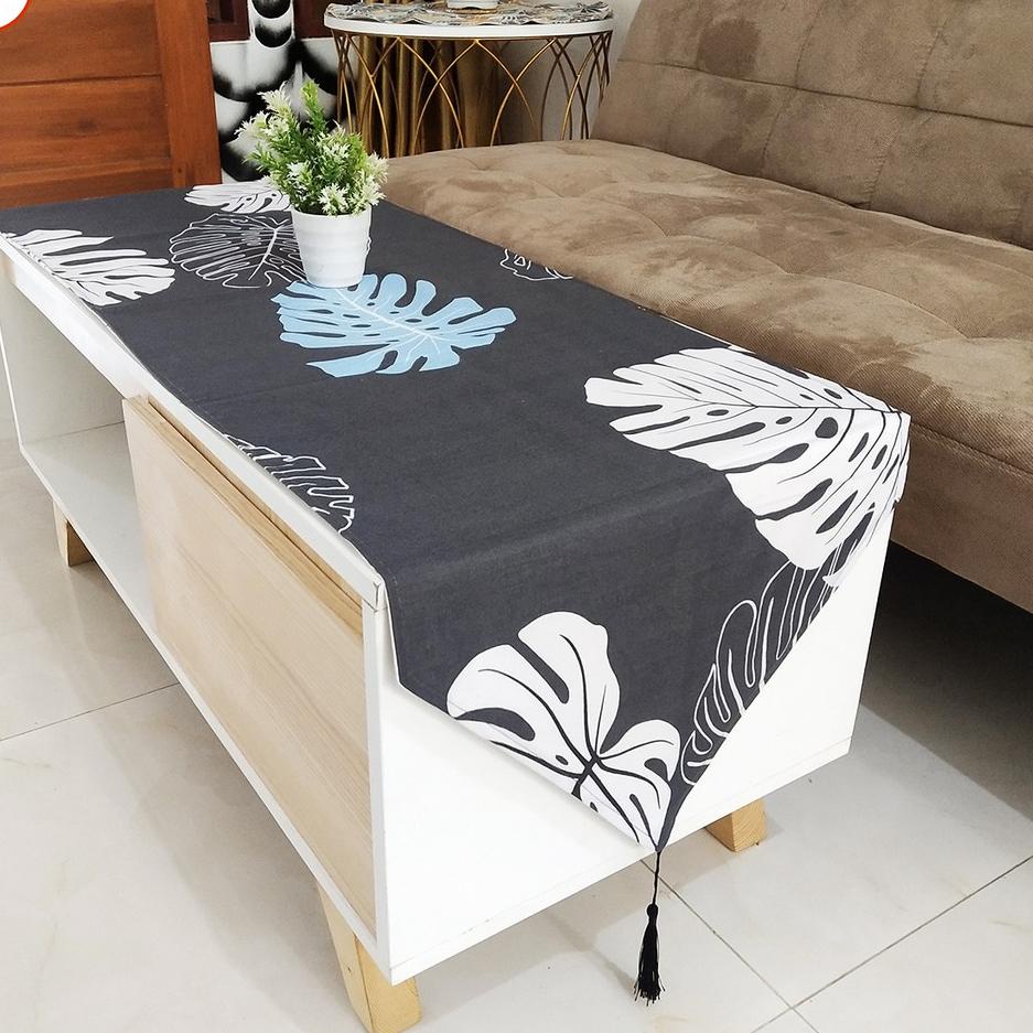 Deal Now--Taplak Meja Tamu Persegi Panjang Rumbai Minimalis