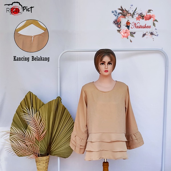 Blouse Blus Serena Polos Atasan Wanita Top Daily Rempel Layer Tumpuk Bagian Depan dan Lengan Bahan Premium Model Terbaru Korean Style