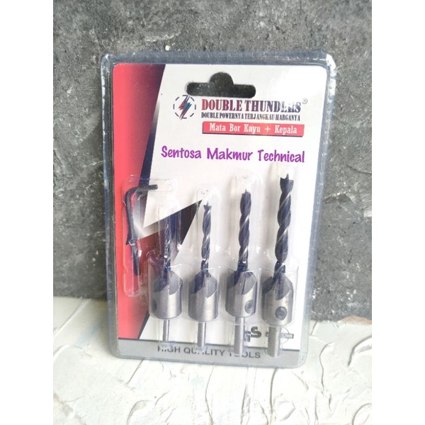 DOUBLE THUNDER 4 PCS SET Mata Bor Kayu Drill Bits Countersink Sekrup