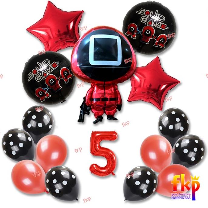 Paket Dekorasi Ultah Squid Game Simple / Dekor Ultah Anak Cowo