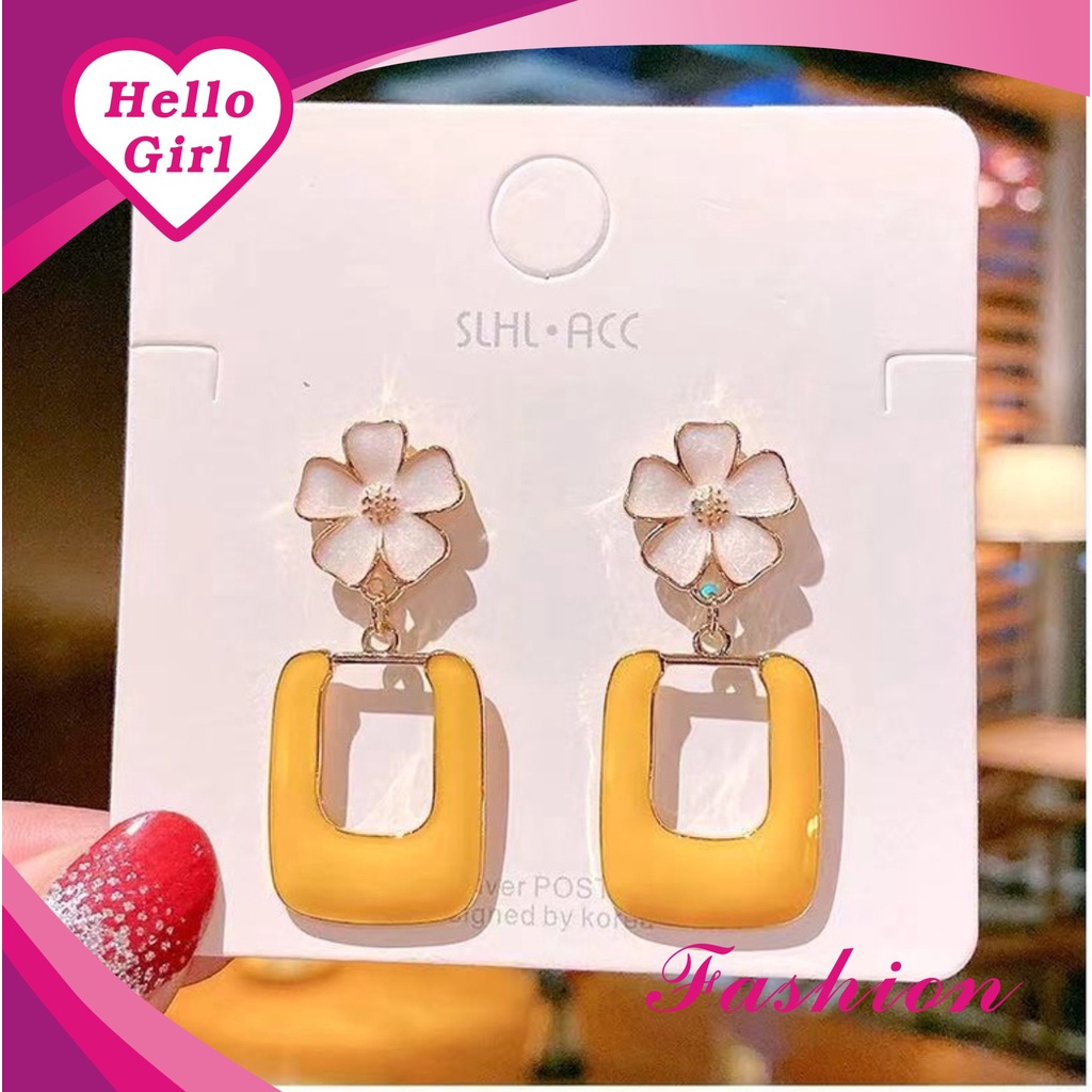 (Hello Girl)E19 Anting Bunga Sguare Fashion Wanita Stud Earrings Import