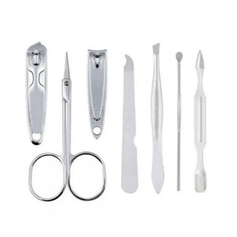 Manicure Pedicure Set 7 in 1 Mini Stainless Stell Gunting Kuku Portable Tools Set Perawatan Kuku Nail Art Menicure Pedicure Set Dengan Dompet