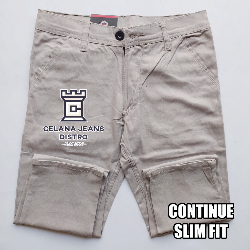 Celana Chino Panjang Cream Pria Distro Continue