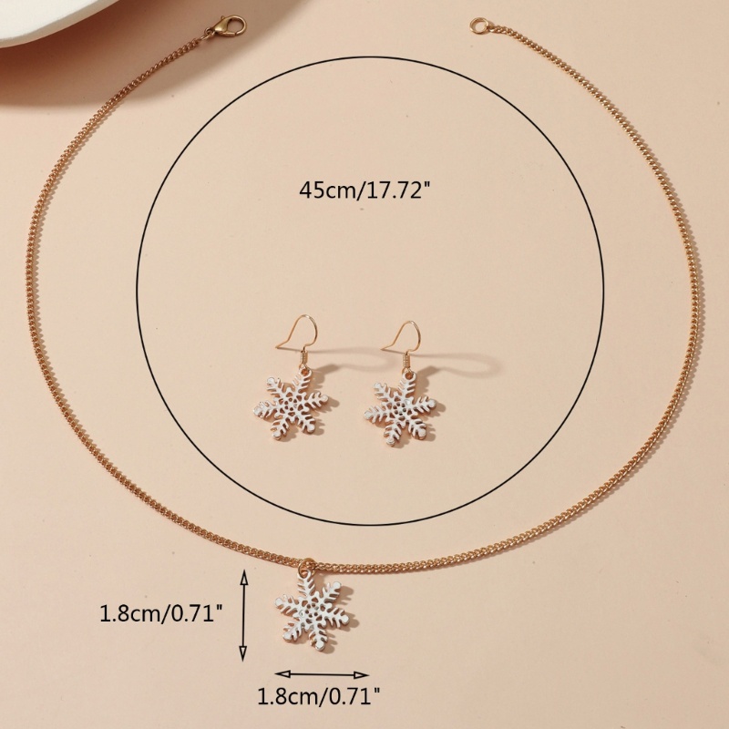 Set Perhiasan Kalung Anting Menjuntai Desain Santa Claus Snowflake Pinus