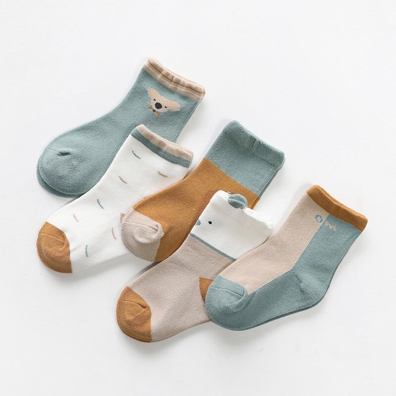 COD - kaos kaki bayi lucu 1 SET ISI 5 pasang karakter / kaos kaki anak UNISEX usia 0-5 tahun  import premium / brownieground