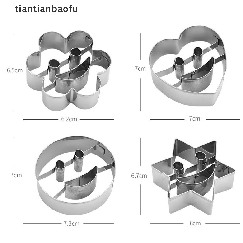 4pcs / set Cetakan Kue / Biskuit Bentuk Smiley Bahan Stainless Steel