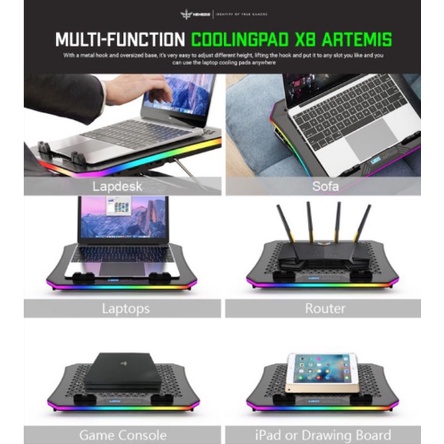 Cooling pad NYK Nemesis X8 Artemis (RGB with Phone Holder)Coolingpad X-8 Artemis