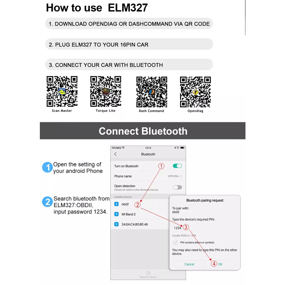 ANCEL ELM327 V1.5 Bluetooth Mobil Scanner Obd2 Alat Scanner Mobil Obd2 Scanner Car Scanner Obd2 Guage Odb2 Car Diagnostic Tool Obd Car Diagnostic Scanner Automotive Scanner  Check Engine For Universal Cars And Motorcycles HUD Display