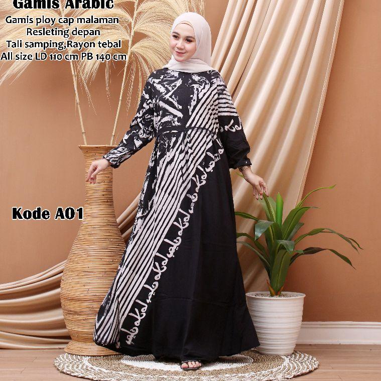 Gamis Aksara jawa Salur Batik cap Bahan rayon tebal Ld:110 PB:140 ploi cap malaman Gamis malaman gam