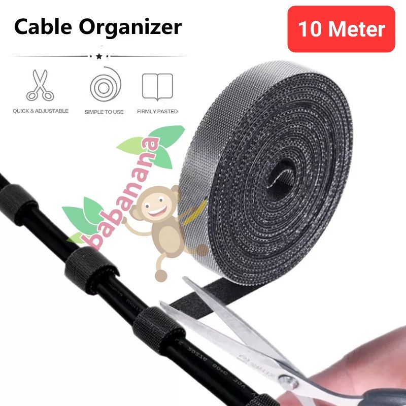 Pengikat Kabel 10 Meter pengikat kabel strap cord holder perapih cable perekat