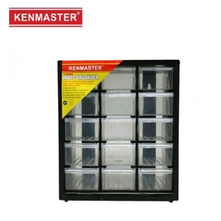 Kenmaster Organizer Rak Susun Drawer 15 Slot Kotak Spare Part Komponen