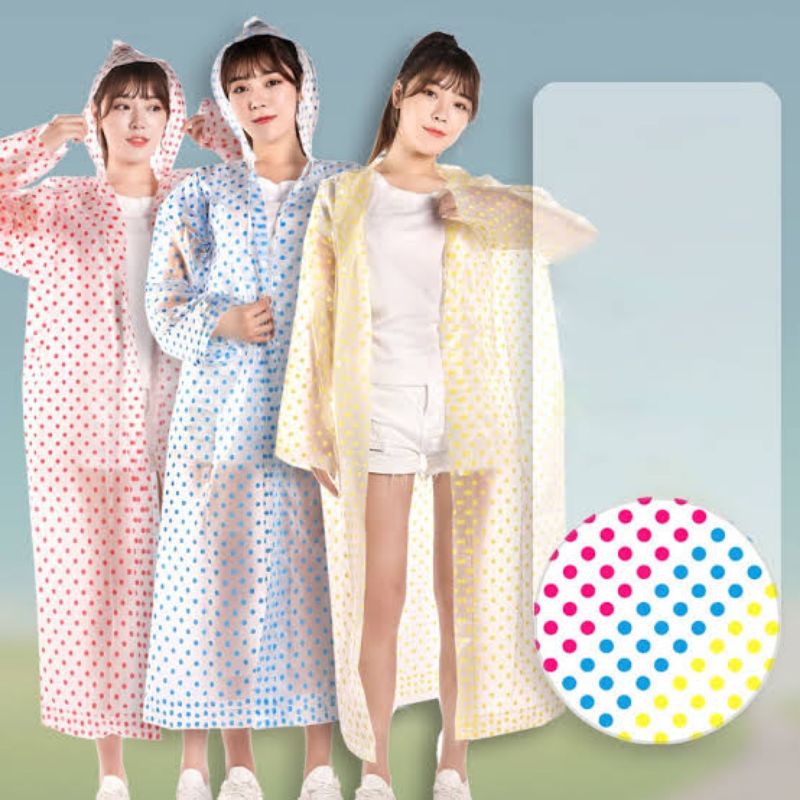 Jas Hujan Ponco Eva Motif Polkadot - Raincoat LightWeight Motif Bunga