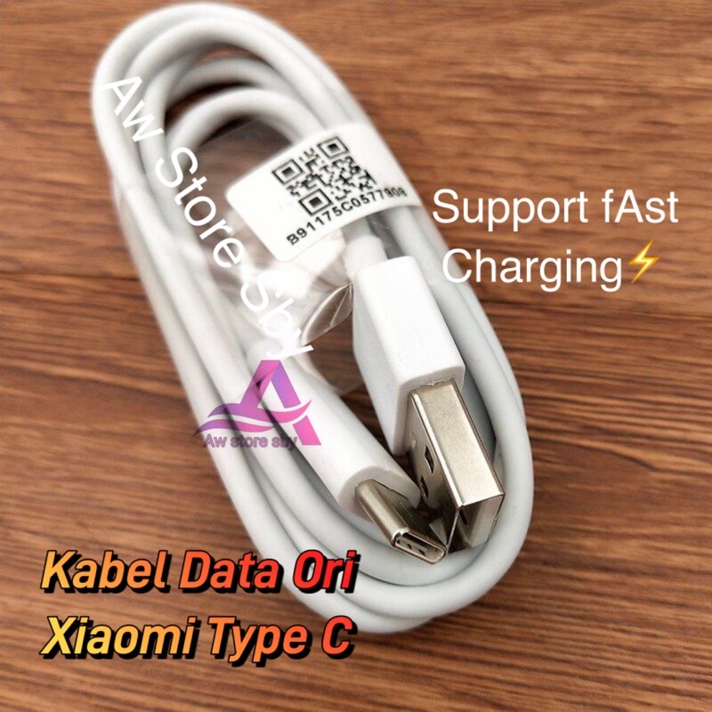 Xiaomi Fast Charging Type C Kabel Data Xiaomi Redmi Usb Type C - Putih [Ori/ 1 meter]