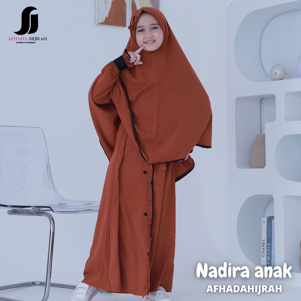 Afhadahijrah - Gamis anak set cadar NADIRA darkrust gamis terbaru gamis termurah