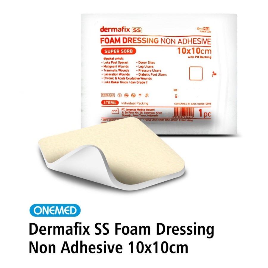 1 Pcs - Dermafix SS Foam Dressing Non Adhesive 10 x 10cm OneMed