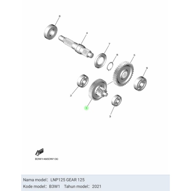 GEAR GIGI RASIO FREEGO FREE GO MIO GEAR ASLI ORI YAMAHA B5D E7410 20