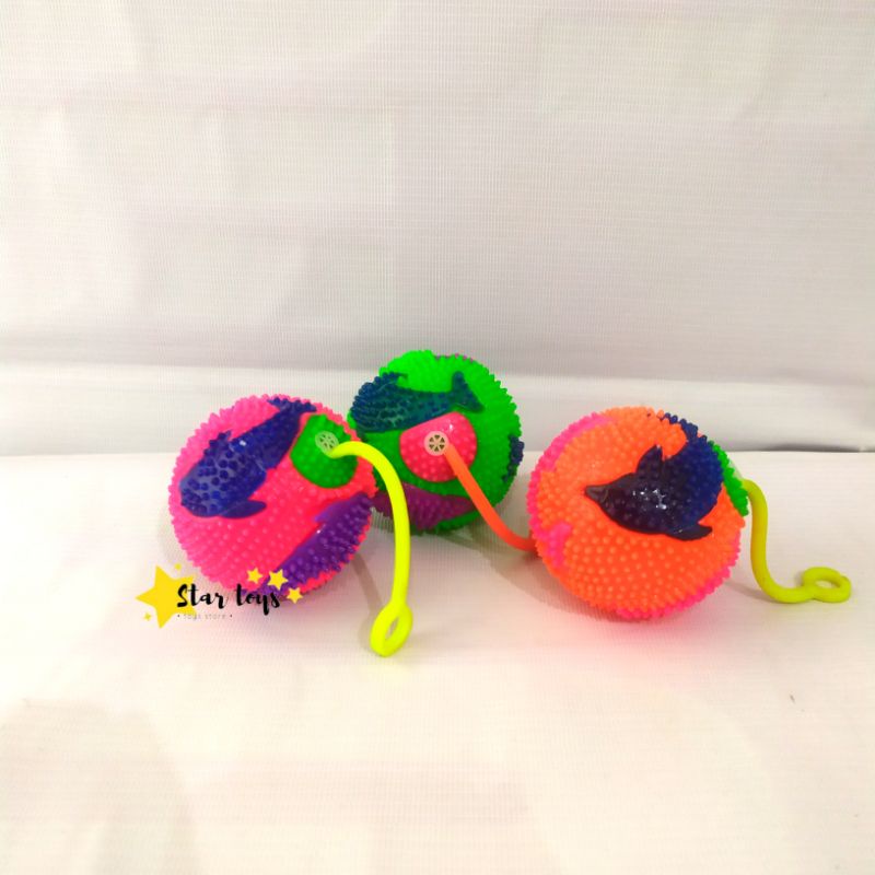 Mainan bola karet berduri mainan anak murah berlampu