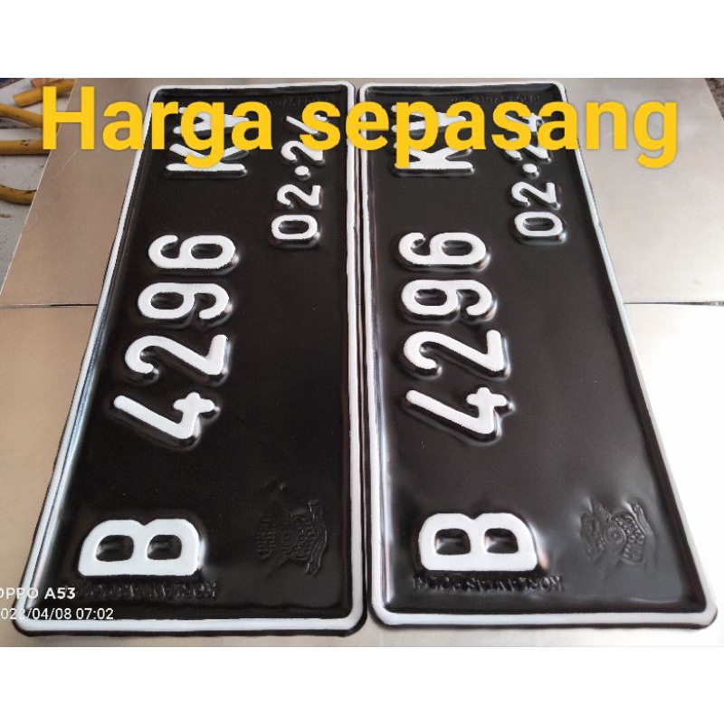 Plat nomor motor standart 2 pcs (SEPASANG) Logo korlantas polri