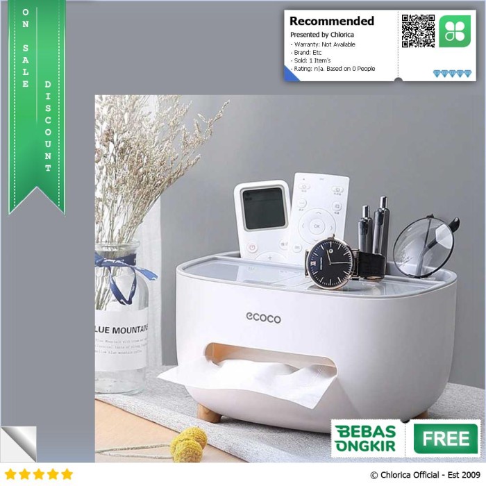 

Stationery Ecoco Kotak Tisu Storage Box Office Desk Case Organizer - E2009
