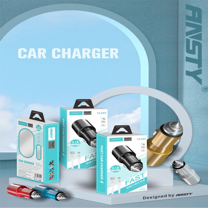 ANSTY CAR 03 SAVER CHARGER MOBIL SET 2 USB 2 IN 1 KABEL FAST CHARGING