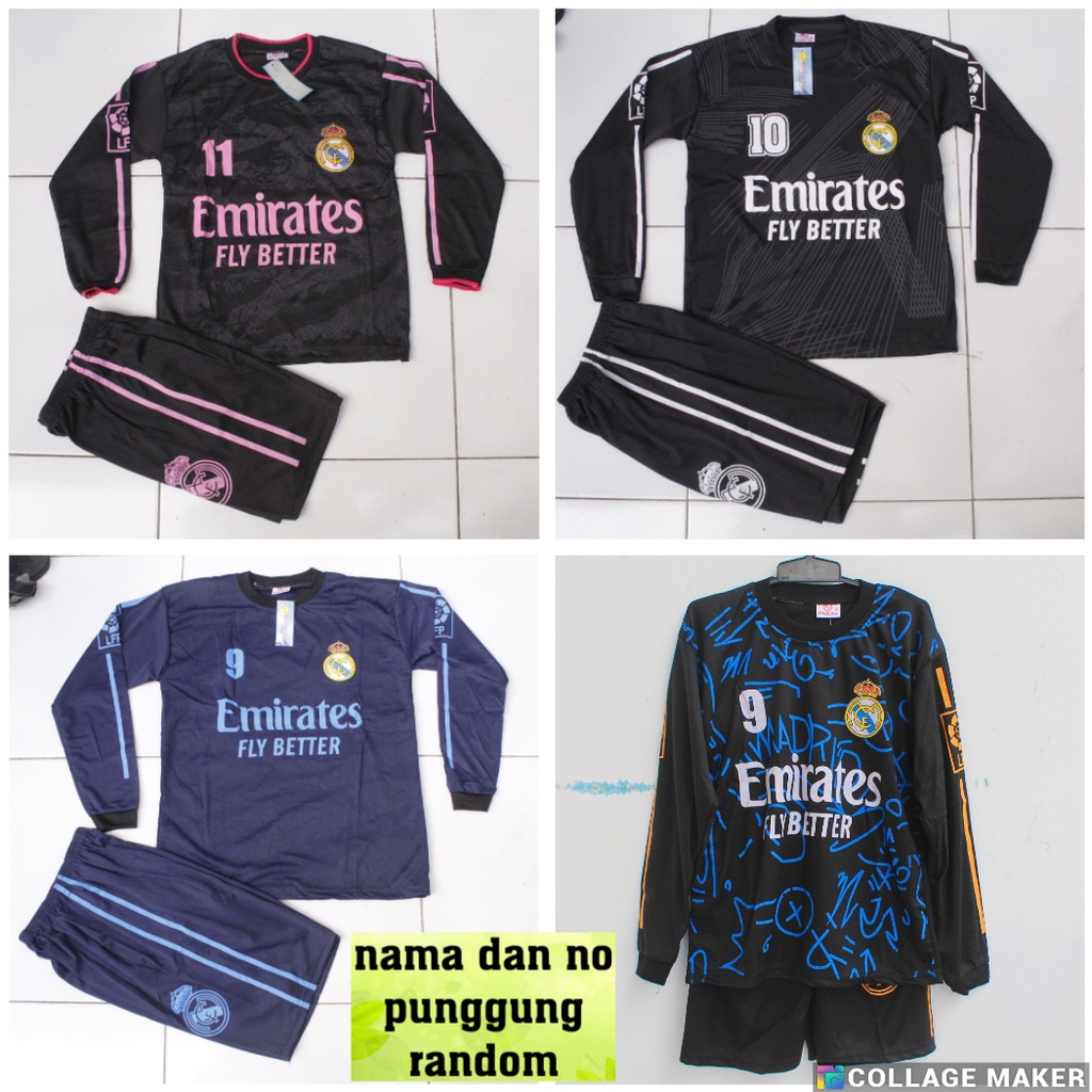 setelan bju bola anak lengan panajang/baju kiper anka madrid murah 6-12 th