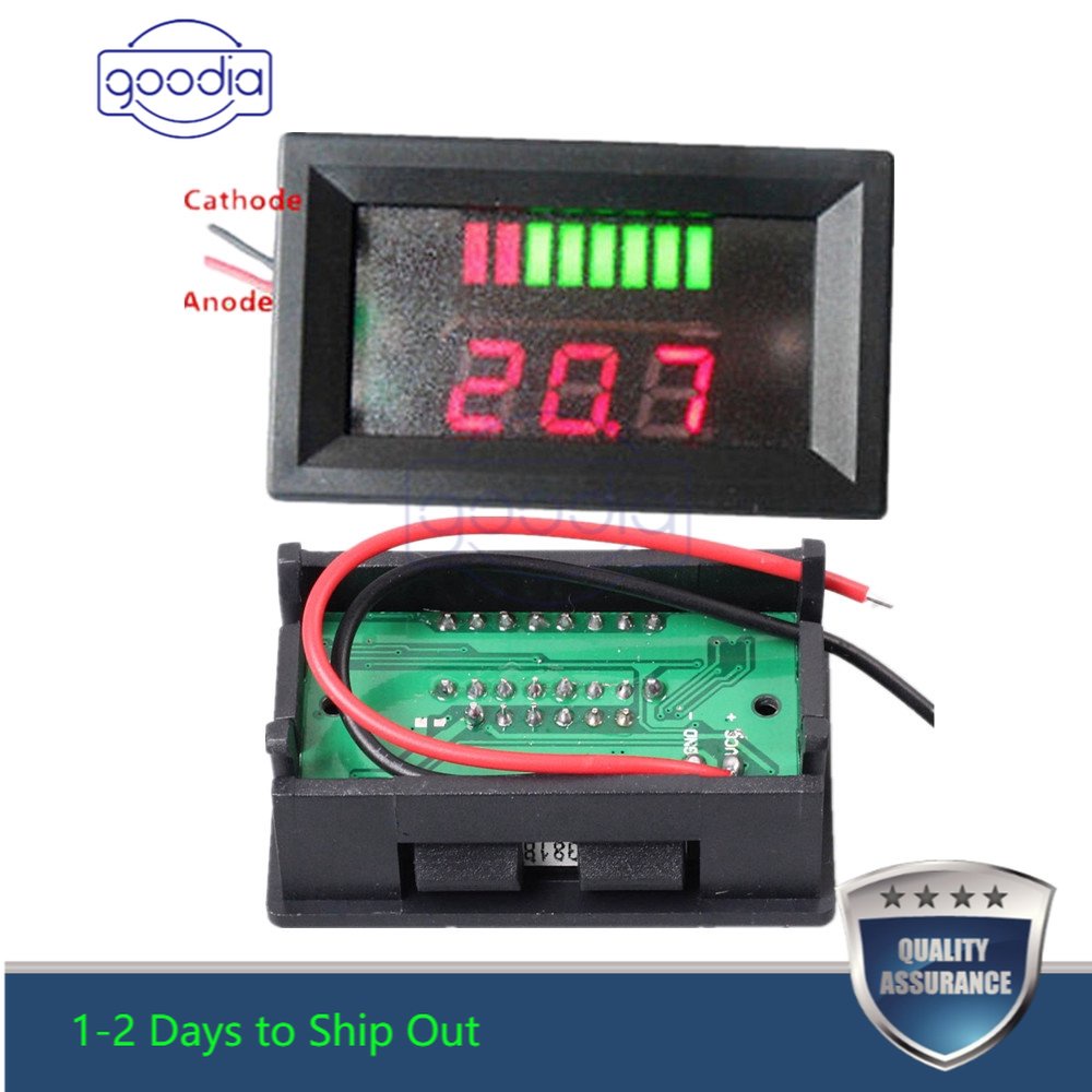 Indikator Voltmeter Level Pengisian Baterai Warna Merah/Biru Untuk 6/12/24/36/48v