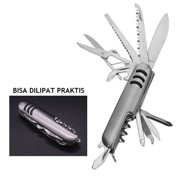 Pisau Lipat TOOLKIT Multifungsi 11 in 1 Survival Emergency Pisau Dapur Camping Outdoor