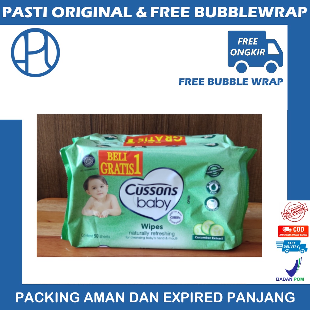 PROMO CUSSONS BABY WIPES 45 + 45 BELI 1 GRATIS 1 KEMASAN BARU TISSUE TISU BASAH BAYI