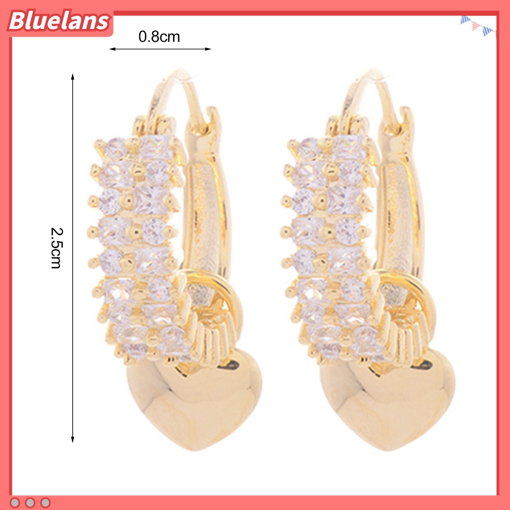 1 Pasang Anting Bentuk Hati Bahan Alloy Untuk Wanita