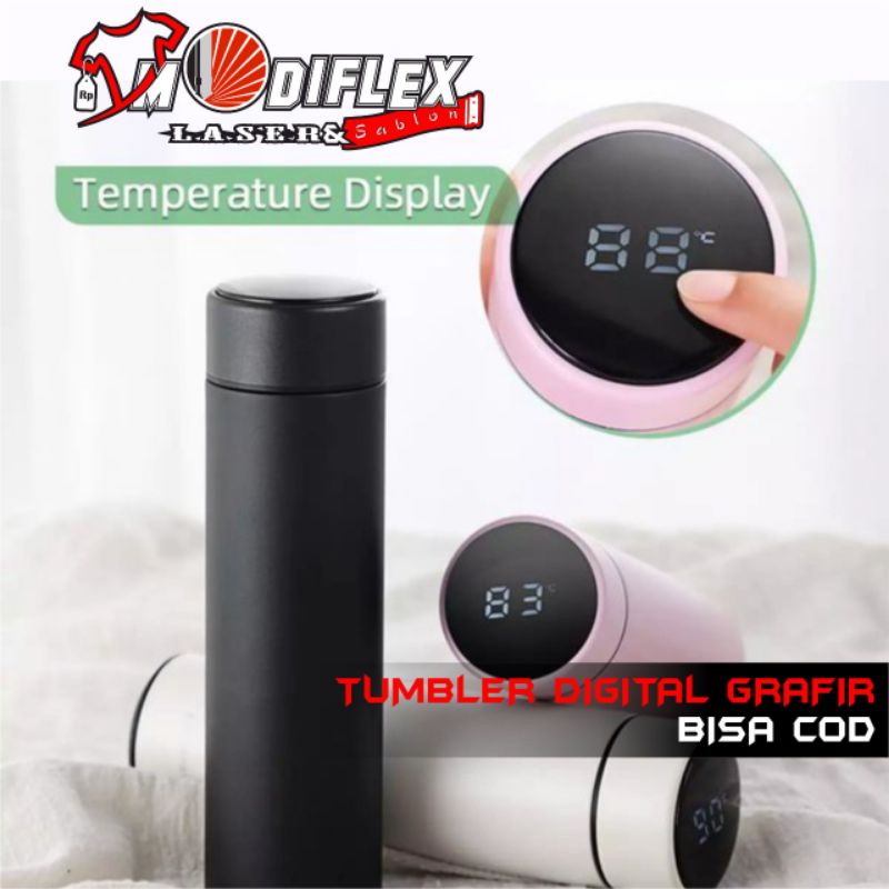 Tumbler Smart Digital Temperatur Custom Grafir Nama/Logo
