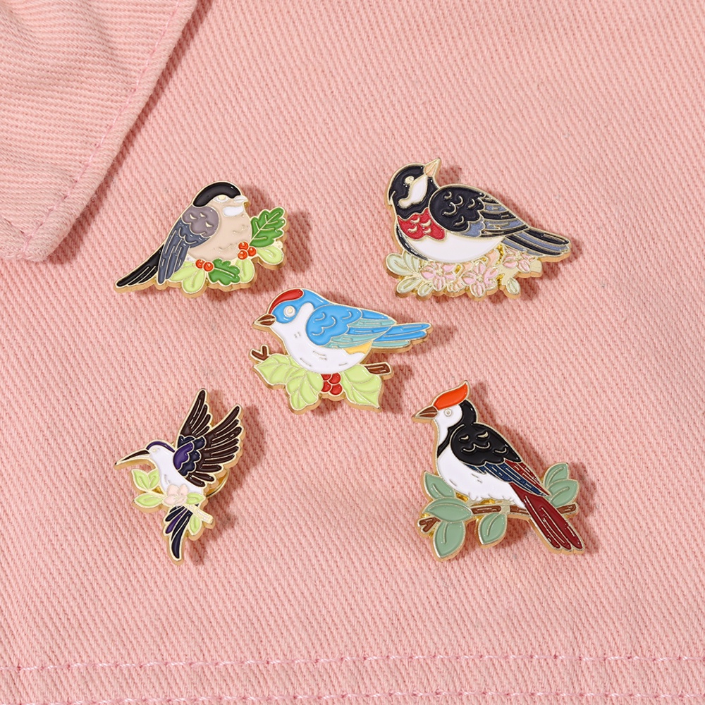 Bros Pin Enamel Bentuk Kartun Burung Pelatuk Warna-Warni Untuk Hadiah Teman