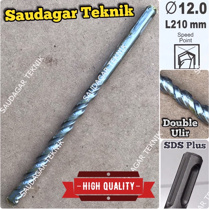 SDS Plus 12mm X 210mm Mata Bor Beton Tembok SDS + 12 mm Panjang 210 mm