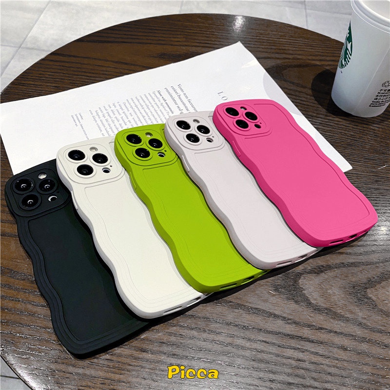 Casing Realme C15 10 C12 C35 C25 C11 2021 C25s C21Y C25Y C20A C20 C11 2020Realme C3 C1 C2 5 9i 6i 5i 5s Macaron Candy Color Shockproof Wave Edge Back Cover