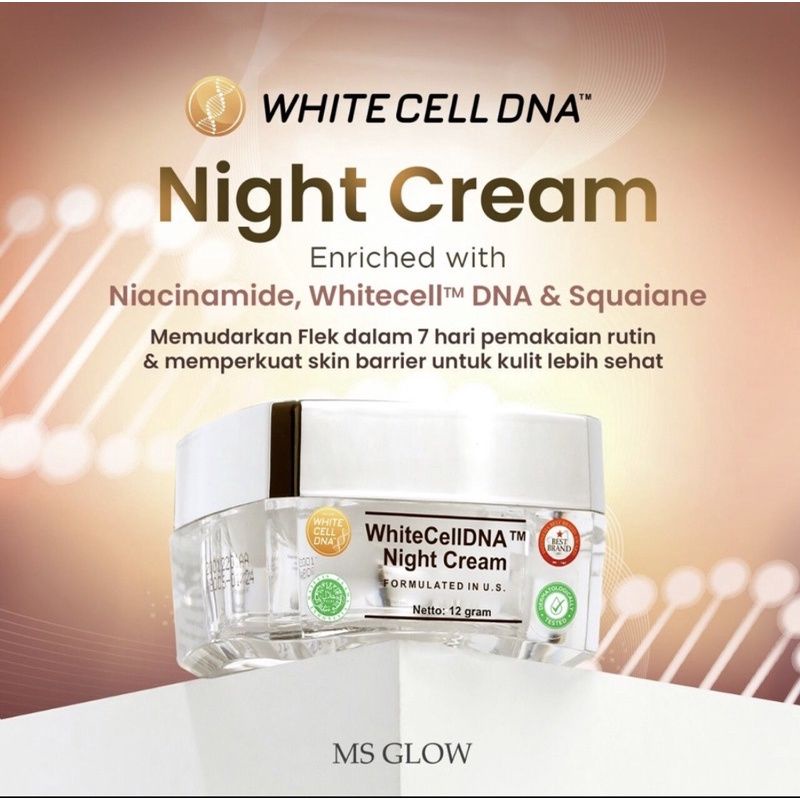 MS GLOW WHITE CELL DNA NIGHT CREAM (SUDAH BER BARCODE)