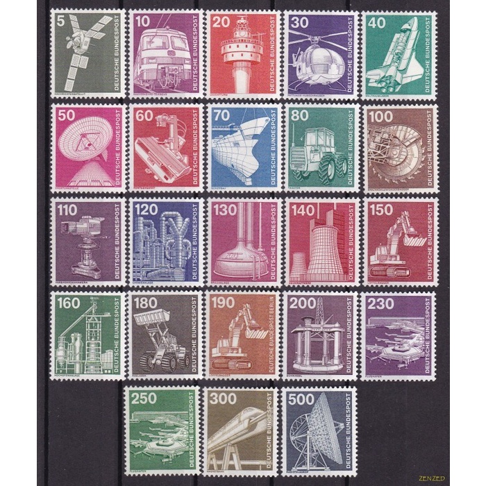 

0711 Perangko Jerman Berlin 1975-1982 Industry and Technics 23v Unused