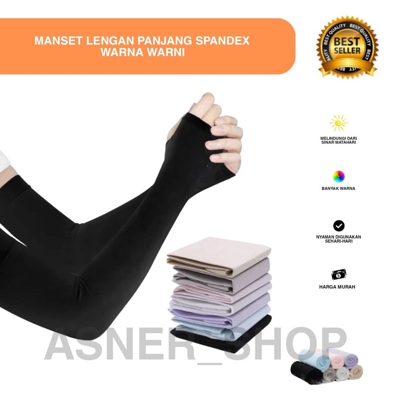 Manset Menset Lengan panjang arm sleeve Spandek sarung tangan Handsock Polos pria wanita olahraga