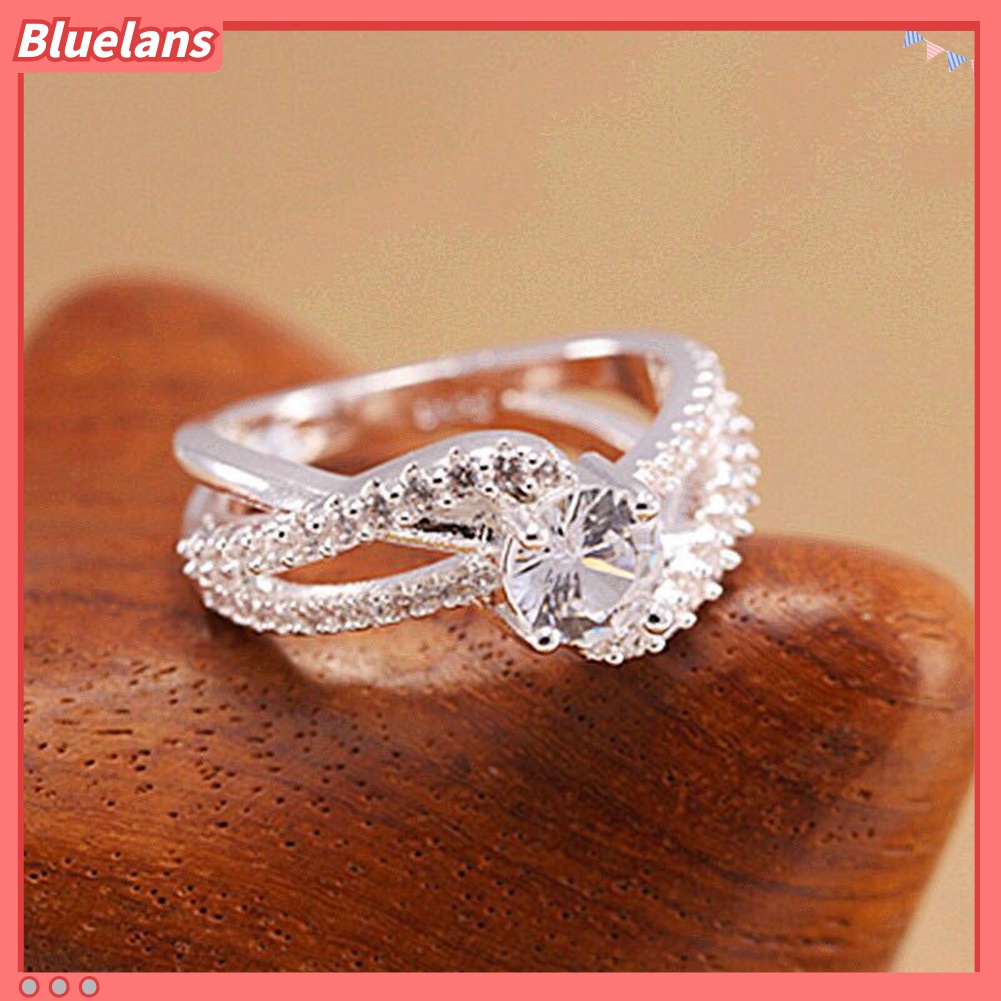 Cincin Jari Berlian Imitasi Model Hollow Untuk Wanita