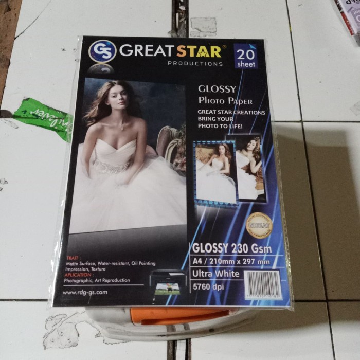 

Free Ongkir glosy photo paper great star 230 gsm A4-20 Gilaa!!!