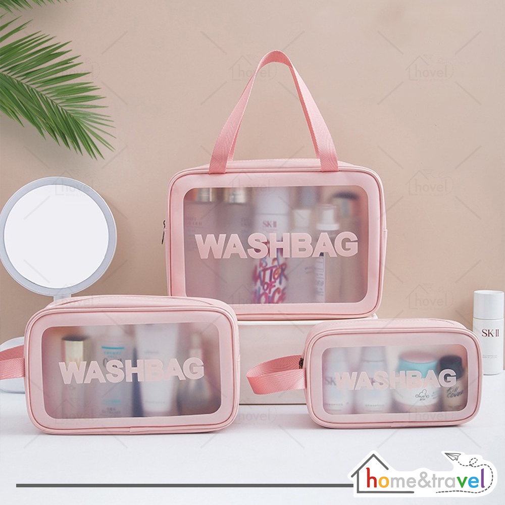 HOVELSHOP Tas Kosmetik Transparan Travel Troiletry Washbag Make Up Pouch Waterproof