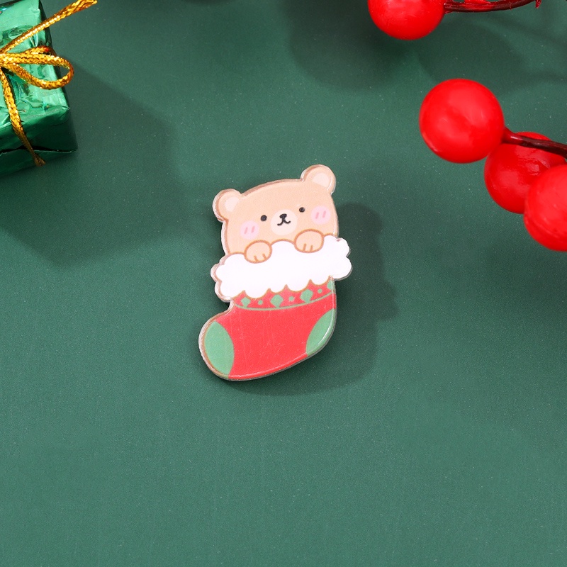 Pin Lencana Bahan Akrilik Tema Natal Untuk Aksesoris Pakaian