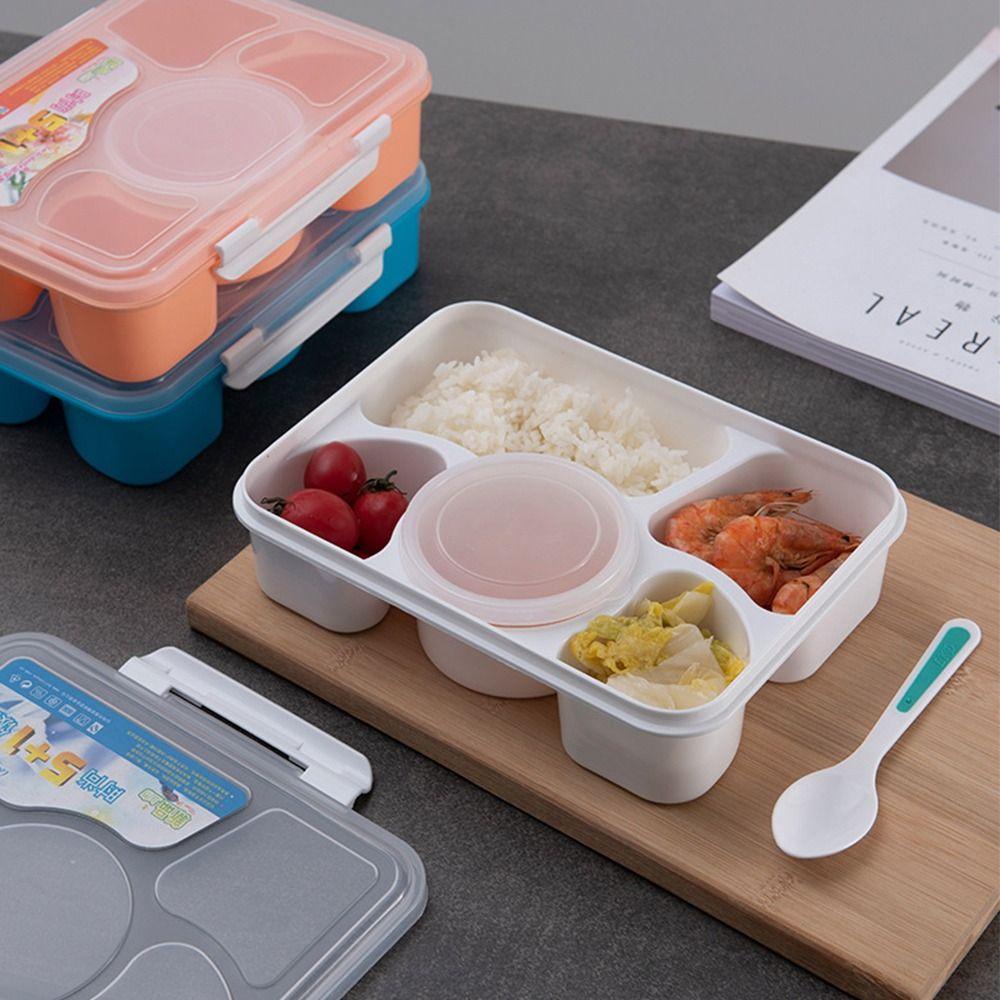 Preva Five Grids Lunch Box Mudah Dibersihkan Sealed Waterwash Microwave Bento Box