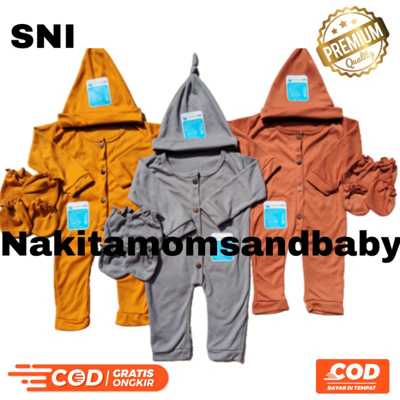 Jumper Panjang Baby Cute Topi STK SNI per 1set Promo 8.8