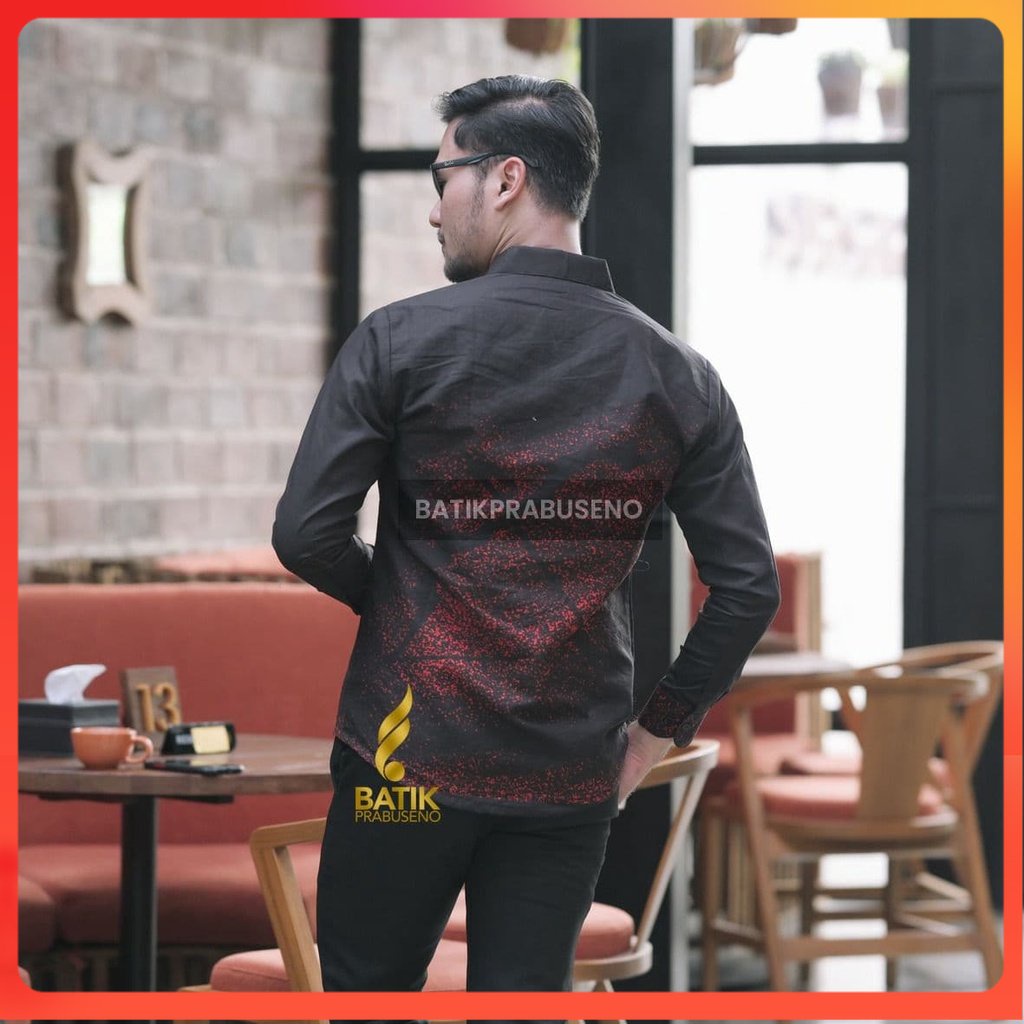 PRABANGGANA Kemeja Batik Pria Lengan Panjang Slim Fit Original Ori Prabuseno Full Furing Jumbo Moder