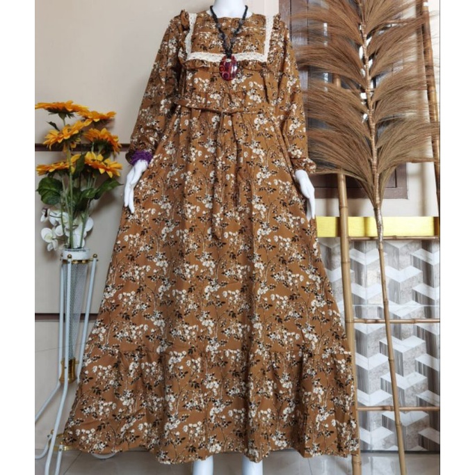 Gamis Shakila Bunga Renda Busui Friendly Bawah Payung LD 110