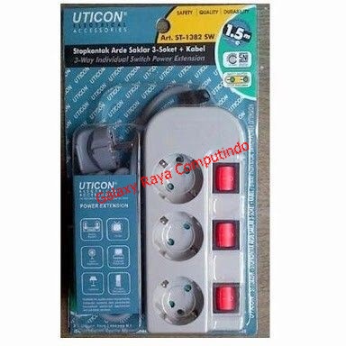 StopKontak / Stop Kontak / Colokan cabang 3 Lubang Uticon ST-1382 SW
