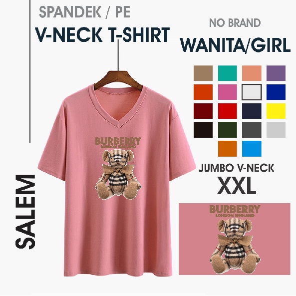 Kaos vneck wanita Vneck JUMBO fit to XXL BUR-BEAR  Atasan wanita kaos big size kaos JUMBO kaos murah